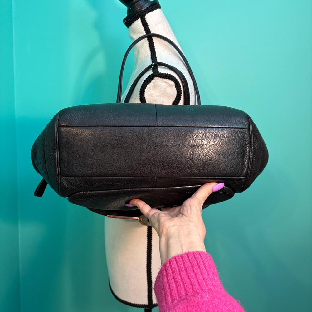 Coach Black Pebbled Leather Shoulder Bag with Silver Hardware - Picture 8 of 15